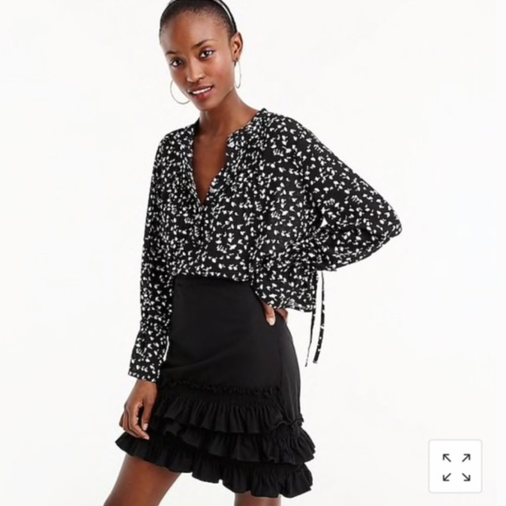 J.Crew Floral Wrist Tie Blouse